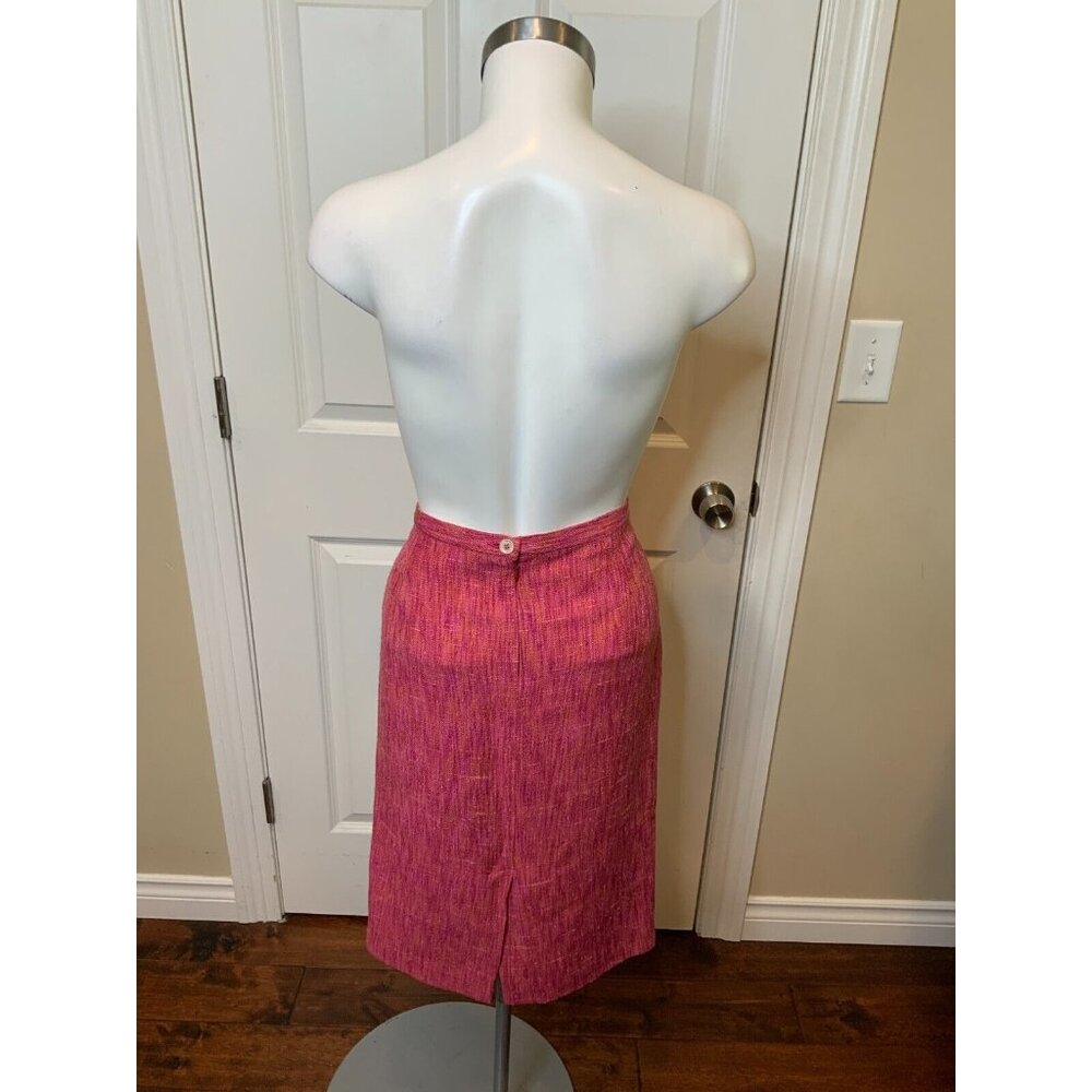 Dolce & Gabbana Pink Orange Wool Tweed Pencil Skirt, Size 10 | 44 - Picture 5 of 7